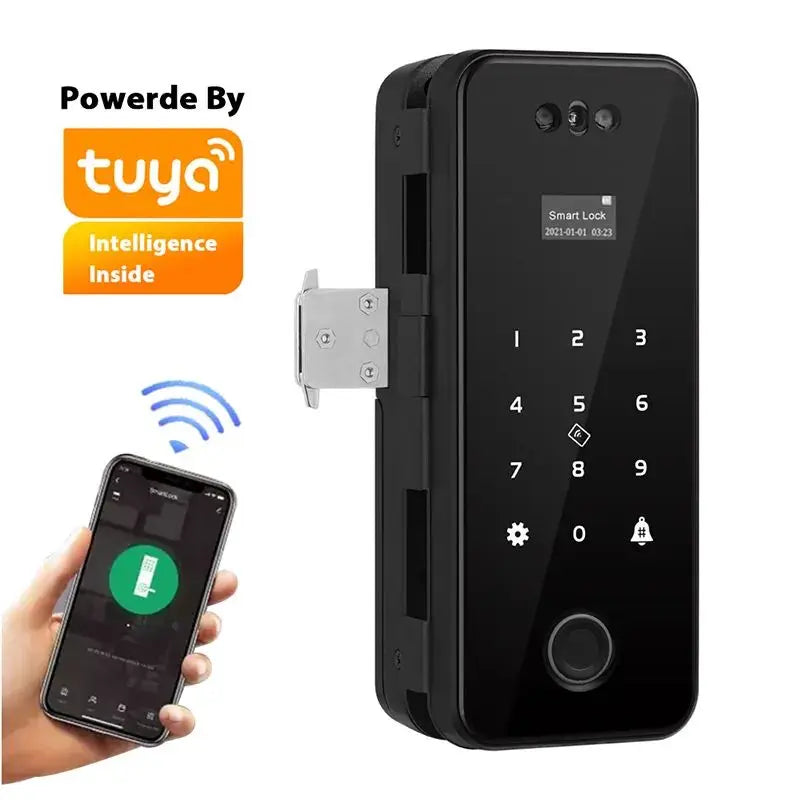 Fast Facial Recognition Smart Hotel Door Biometric Lock Fingerprint Multiple Unlocking with Home Wifi for Glass Door
