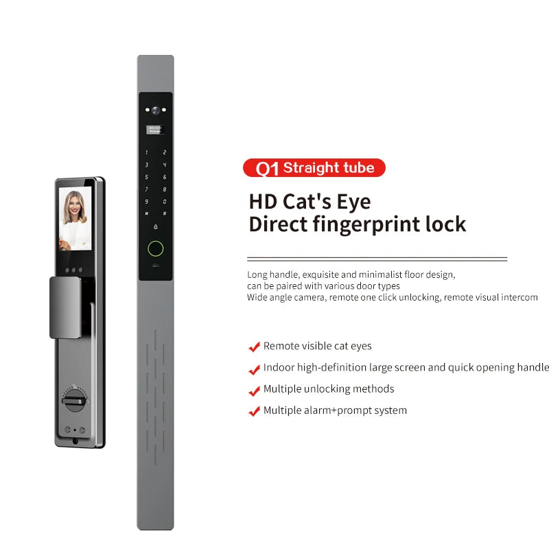 Luxury Door Smart Lock Fingerprint Combination Lock Face Unlock Features Stainless Steel from China Factory