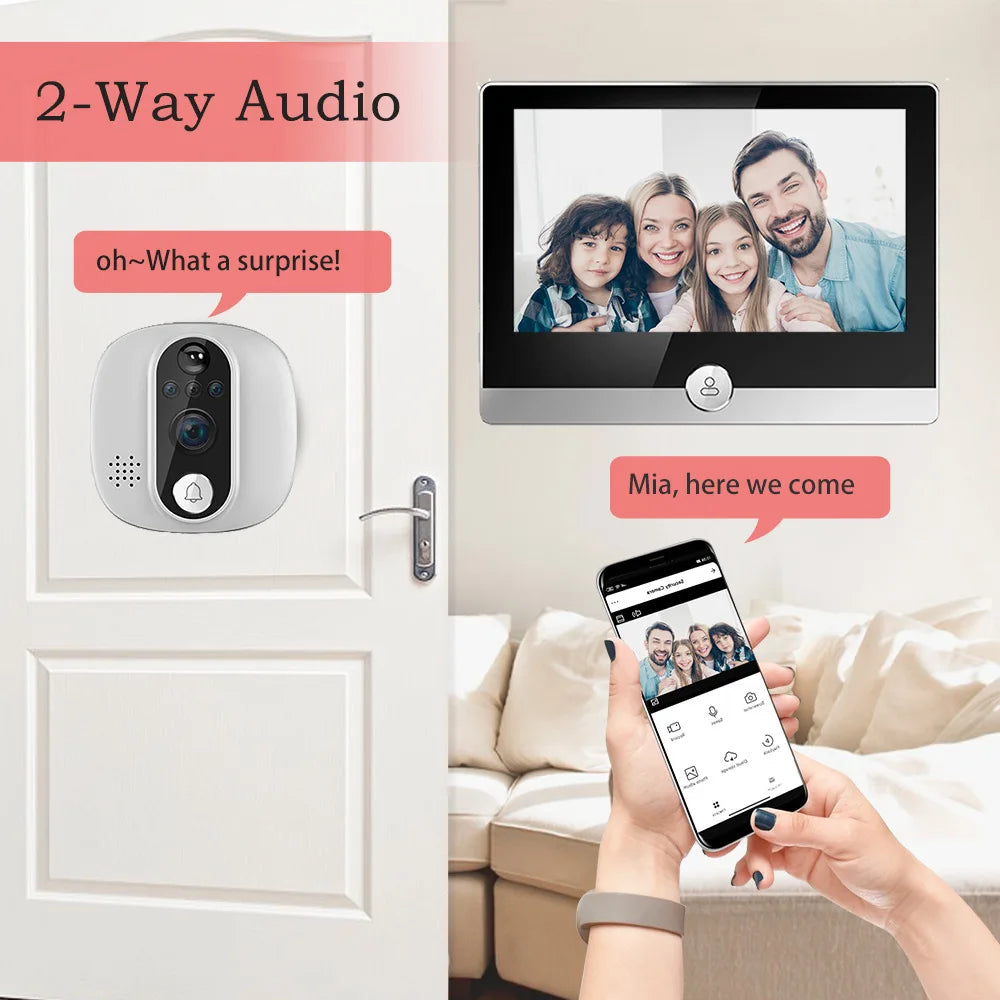 10.1'' Touch Screen 4-wire Wifi Video Doorbell Intercom System Tuya Smart Work RFID Card Access Control Unlock