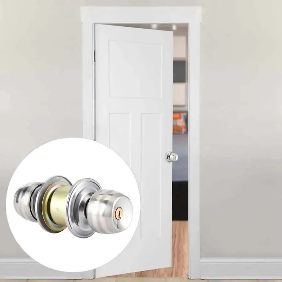 Round Doors Handle Door Knob Lock Stainless Steel Entrance Passage Door Locks for Home Hotel Bedroom Bathroom From Factory