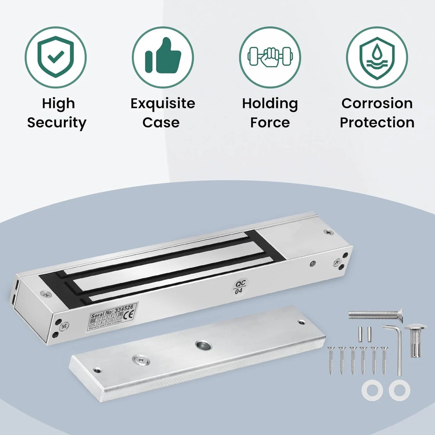 Electromagnetic Lock,600LBs /280KG Electric Magnetic Door Lock EM Lock Holding Force for Door Access Control System,12V