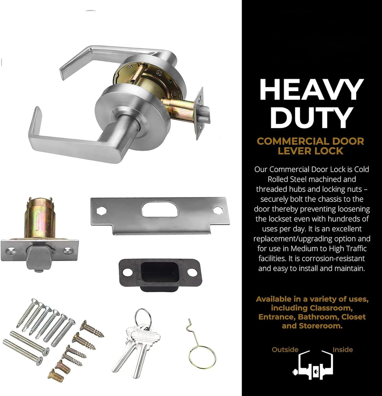Modern Heavy Duty Zinc Alloy Key Handle Lock Set Door Lever Lock for Toilet Room Wash Bath Store and Closet with UL Certificate