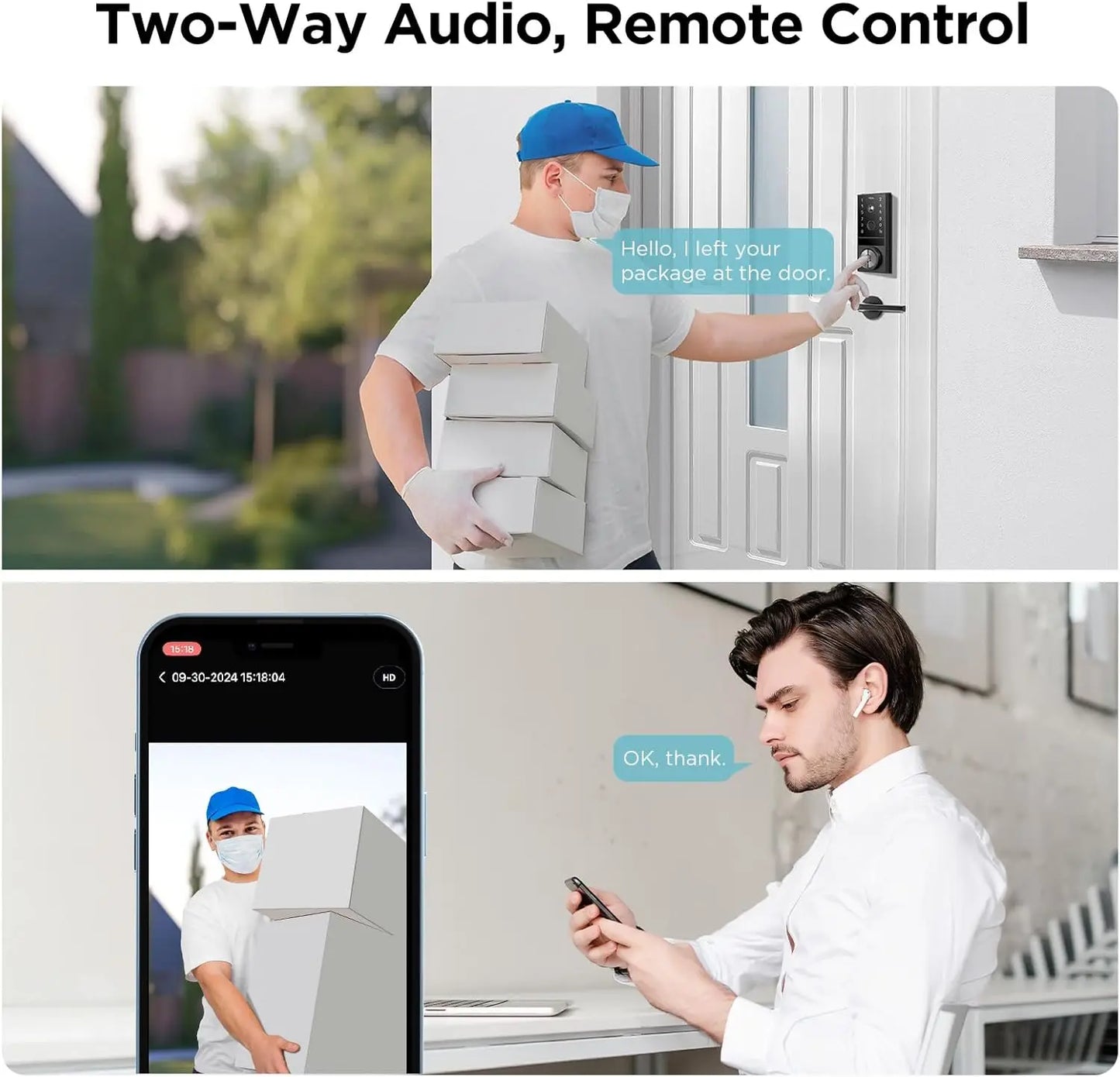 Face & Palm ID Auto Smart Lock with Doorbell & Fingerprint Keyless Entry WiFi Smart App Remote Control for Main Door