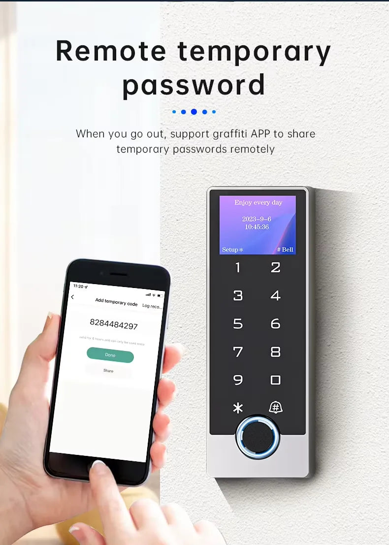 Waterproof IP 68 Metal Screen Touch Fingerprint Access Control Wifi Tuya APP Password Fingerprint RFID Card Access Control