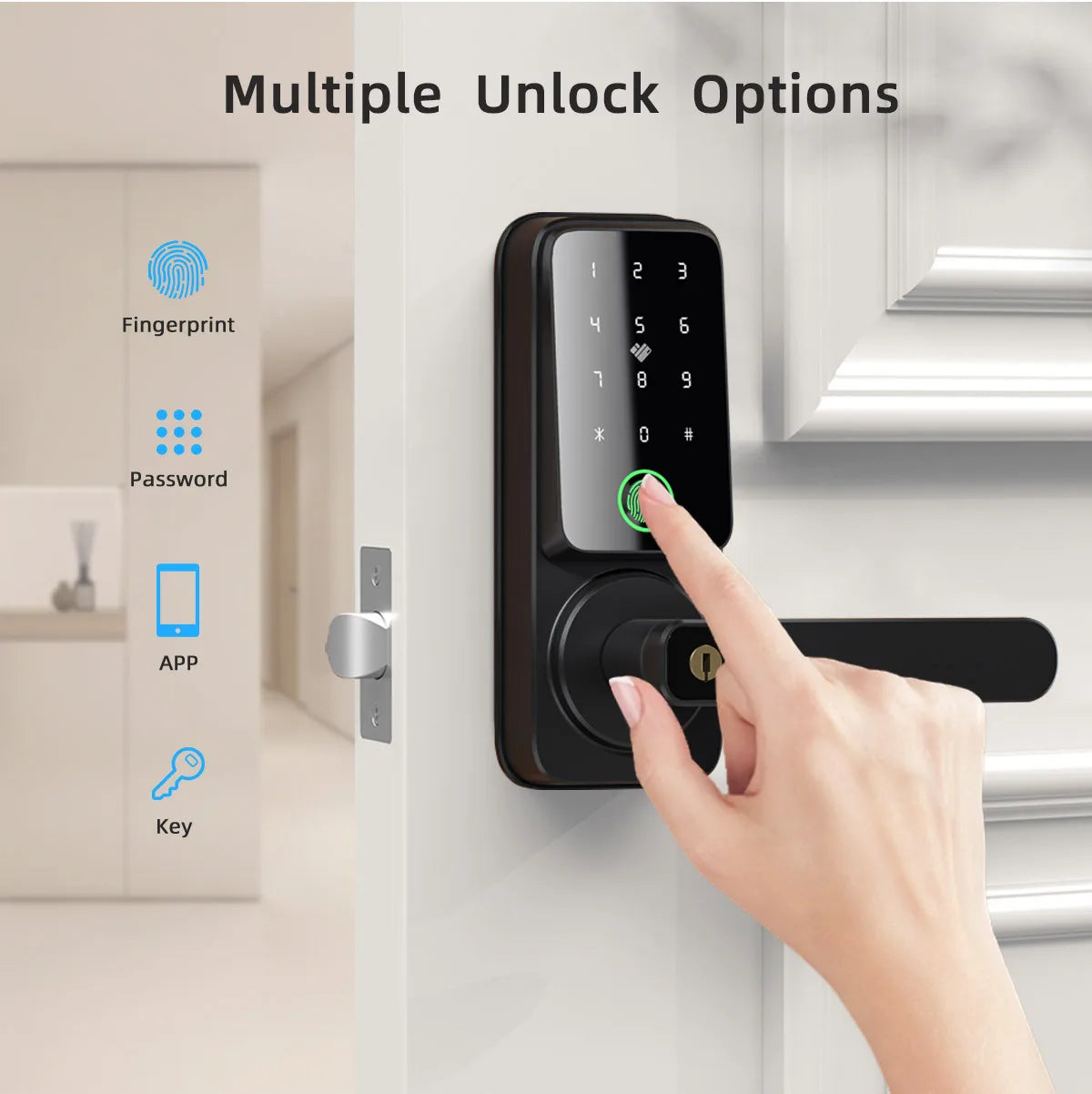 Tuya App Smart Lock With Handle Zinc Alloy Material Unlock Way Fingerprint Passcode IC Card Key for Home Hotel Office School