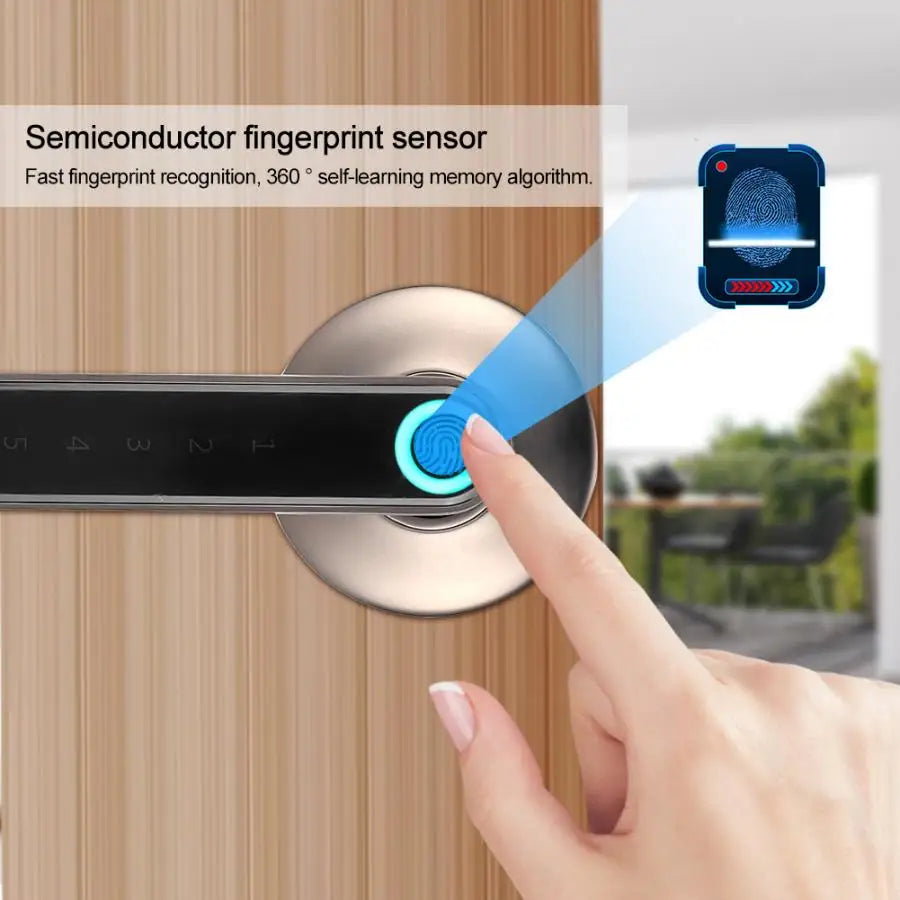 Smart Door Handle Lock Biometric Fingerprint Password APP Keyless Entry Lever