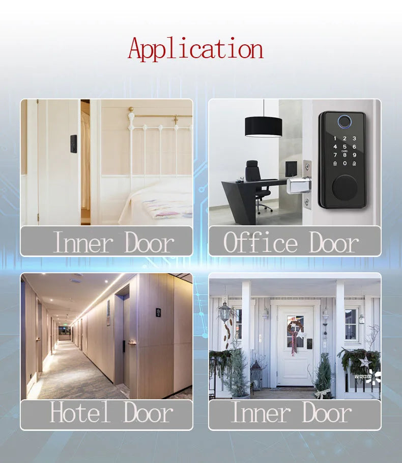 Smart Lock Office Door Biometric Fingerprint Unlocking With Tuya Wifi for Inner Door and Wooden Door