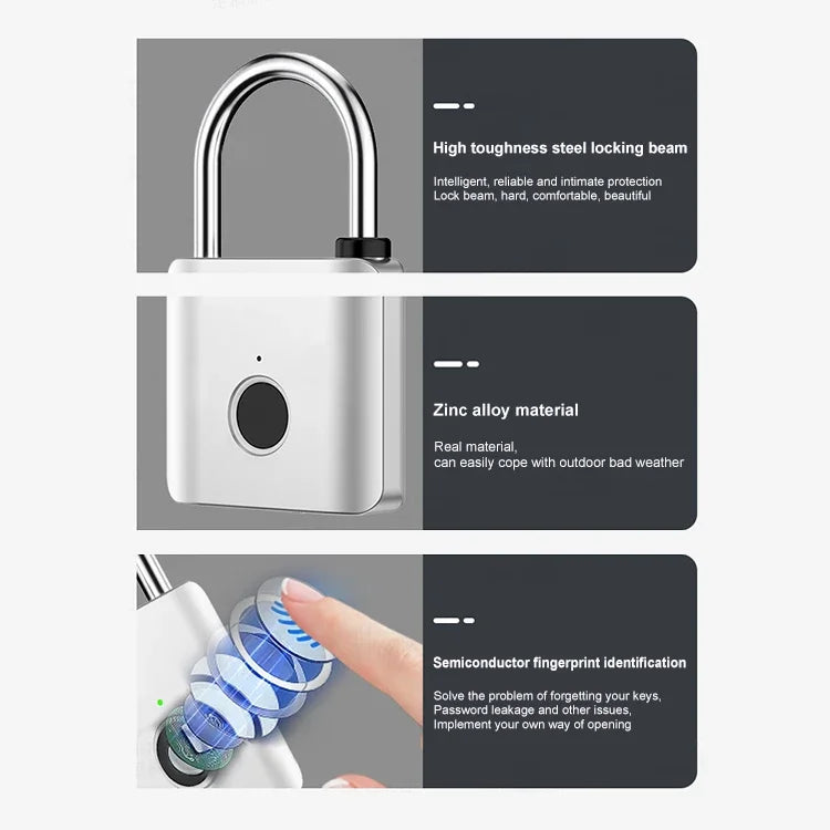 Fingerprint Padlock Metal Keyless Fingerprint Lock with USB Charging Port, Waterproof for Luggage From Tdmlock Manufacturer