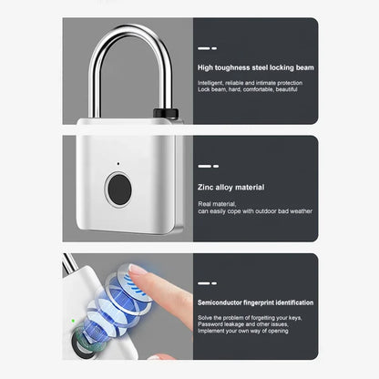 Fingerprint Padlock Metal Keyless Fingerprint Lock with USB Charging Port, Waterproof for Luggage From Tdmlock Manufacturer