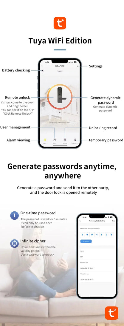 Face ID Fully Automatic Waterproof Outdoor Tuya Wifi Lock Aluminum Smart Sliding Door Lock Slim Fingerprint Electronic Lock