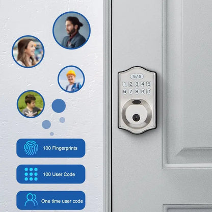 Fingerprint Smart Lock for Main Door Front Door with Keypad Entry Electronic Deadbolt Wireless Tuya Wifi App Unlock Way