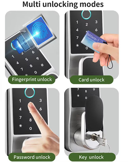 TTlock App Smart Lock Zinc Alloy Electronic Fingerprint Passcode IC Card Smart Deadbolt Lock for Home Hotel Office School