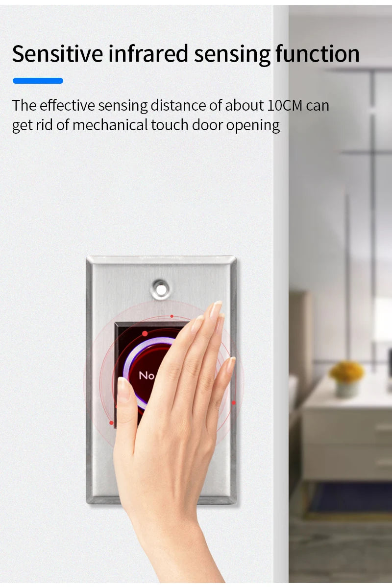 12V 24V Touchless Door Release Switch Exit Button Access Control 433MHz Remote Control No Touch Switch for Electronic Lock