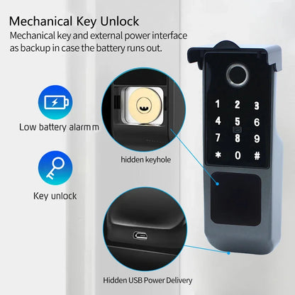 Tuya Wifi TT Blue Tooth Smart Lock with Remote Control Fingerprint and Mechanical Key Unlocking Way for Apartment Office School