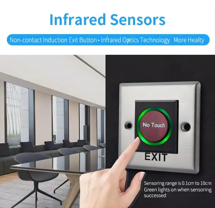 12V 24V Touchless Door Release Switch Exit Button Access Control 433MHz Remote Control No Touch Switch for Electronic Lock