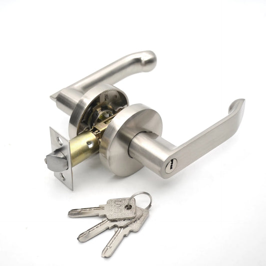 Interior Residential Universal Bed and Bath Room Door Levers Knob Drop Lever Brass Keys Door Handles for Left Right-Handed Doors