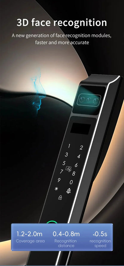 Face ID Fully Automatic Waterproof Outdoor Tuya Wifi Lock Aluminum Smart Sliding Door Lock Slim Fingerprint Electronic Lock