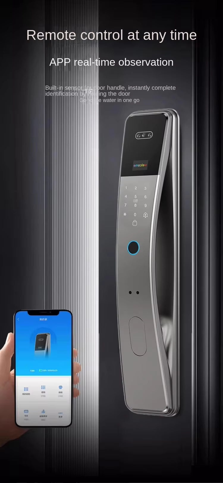 Facial Recognition Smart Lock Tuya Wifi App Combination Home Security Full Automatic Biometric Fingerprint Lock TDM-C26