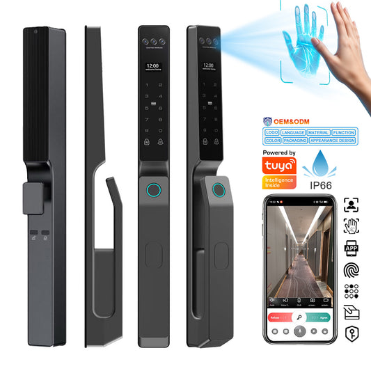 Waterproof Narrow Stile Smart Lock for Outer Door with Palm& Facial Recognition Unlock Method TDM-N60