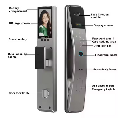 Facial Recognition Smart Lock Tuya Wifi App Combination Home Security Full Automatic Biometric Fingerprint Lock TDM-C26