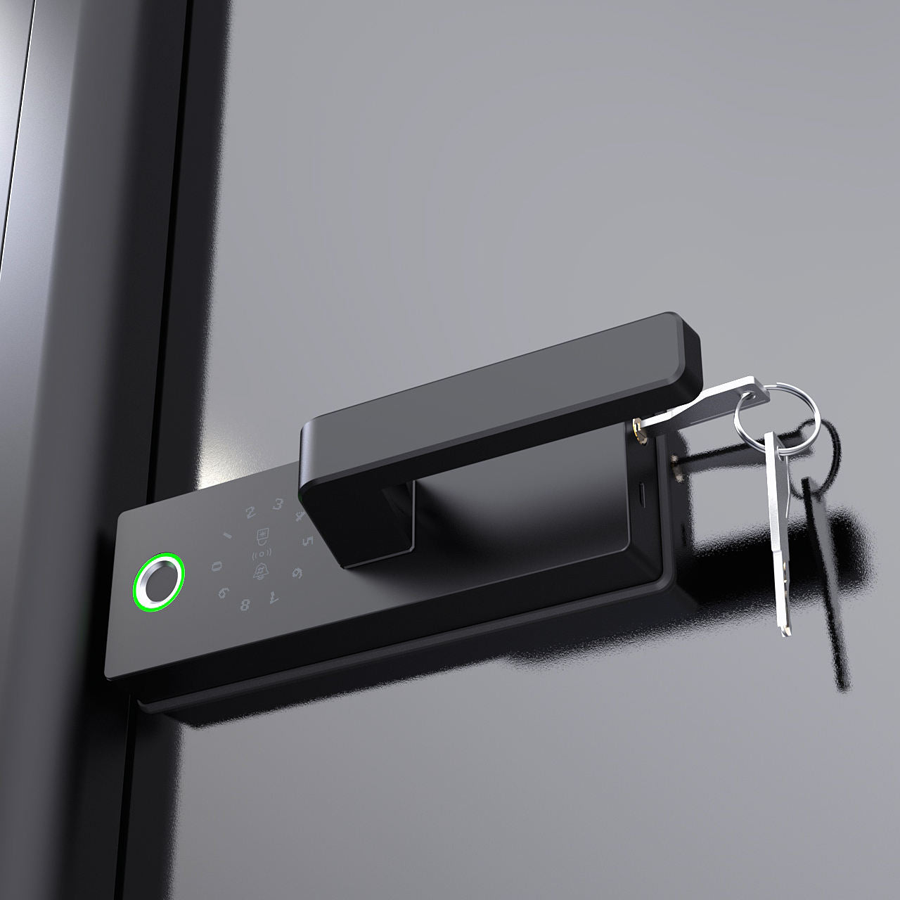 Glass Door Smart Lock with Handle Tuya Wifi Finger Print Password and Key Unlock TDM-G25