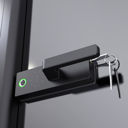 Glass Door Smart Lock with Handle Tuya Wifi Finger Print Password and Key Unlock TDM-G25