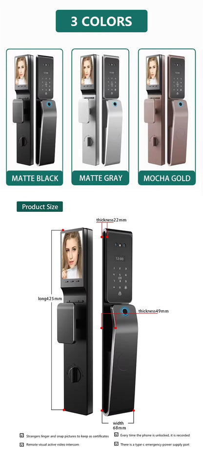 3D Face Recognition Door Lock Security Outdoor Active Intercom Camera Home Main Door Lock TDM-C50